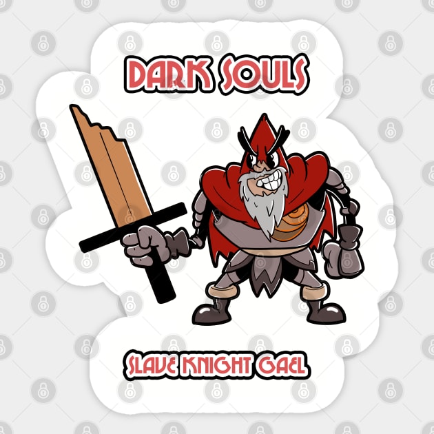 Slave Knight Gael in Cuphead Style! Sticker by Mustakro